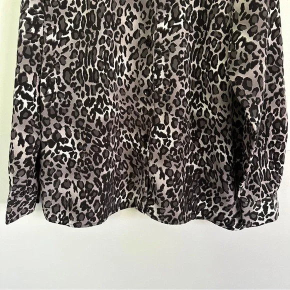 Susan Graver Animal Print Peachskin Big Shirt, Size L - Picture 6 of 10